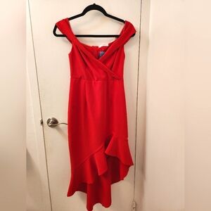Hello Molly red off shoulder midi dress